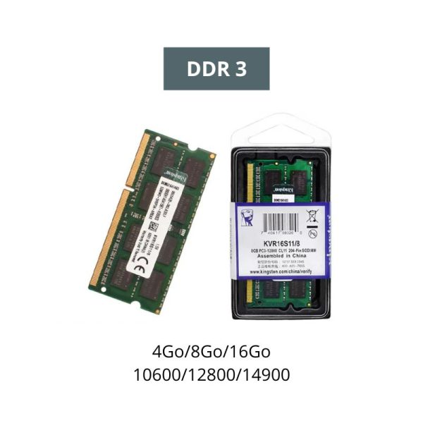 Kingston-RAM DDR3 4Go 8Go 16Go  PC3/PC3L-10600 PC3/PC3L-12800 PC3/PC3L-14900 pour ordinateur portable